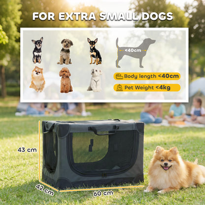 Soft Dog Crate | Pop-Up 8-Rod Frame | 3-Sided Mesh | Full-Zip Closure | Removable Washable Pad | Folds to 42 x 20 x 20cm | Small Dogs up to 4kg | Army Green
