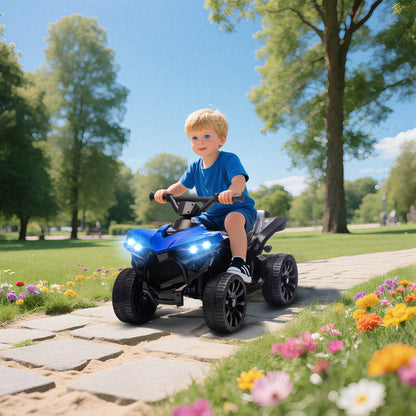 Kids Electric Ride-On ATV | 6V Four-Wheeler Quad Bike with Music & LED Lights, Blue or White