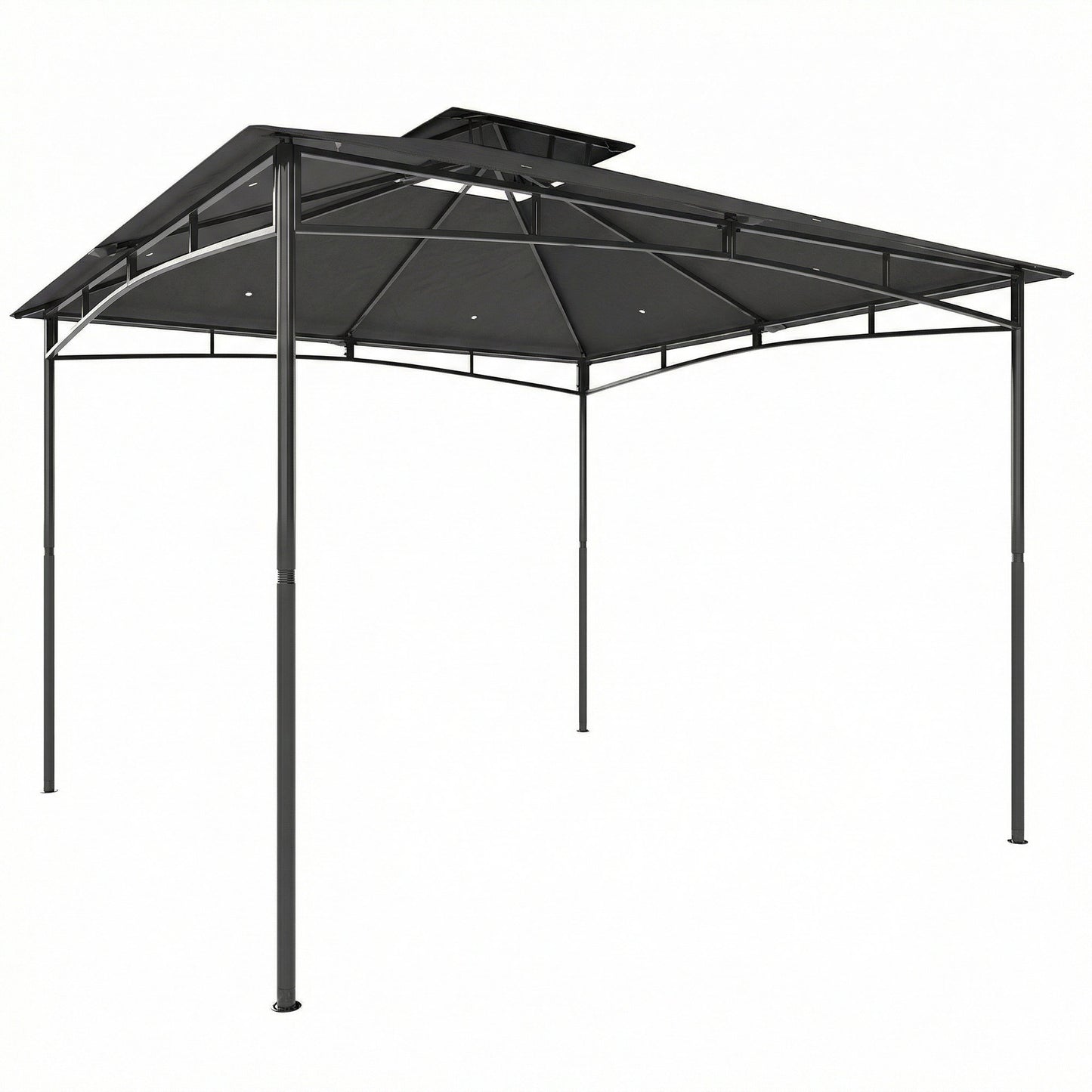 3x3m Garden Gazebo | Double-Tier Roof | UPF 50+ Waterproof | Rust-Resistant Metal Frame | 6-8 People | Dark Grey