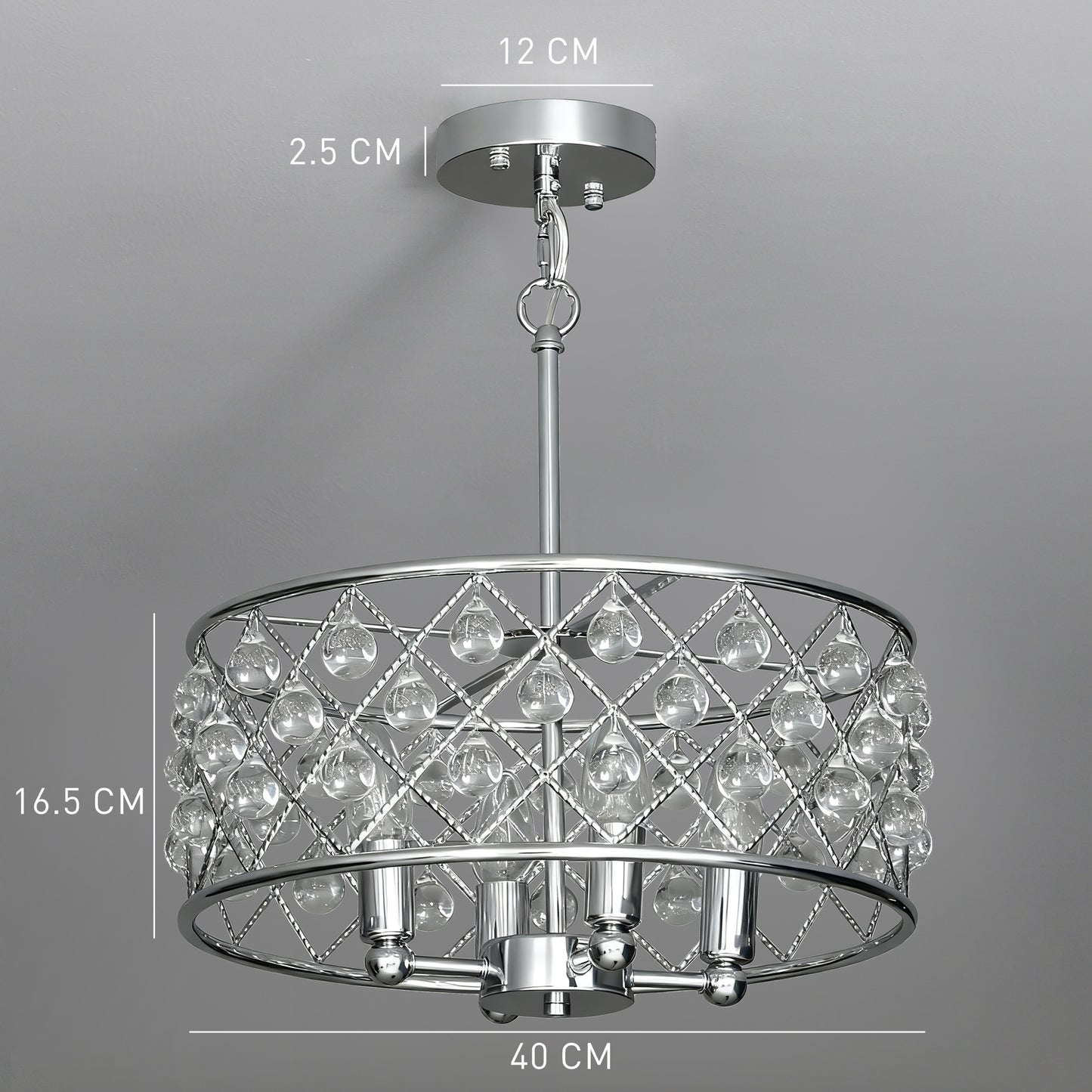 51 Crystallite Four-Bulb Chandelier - Silver-Tone