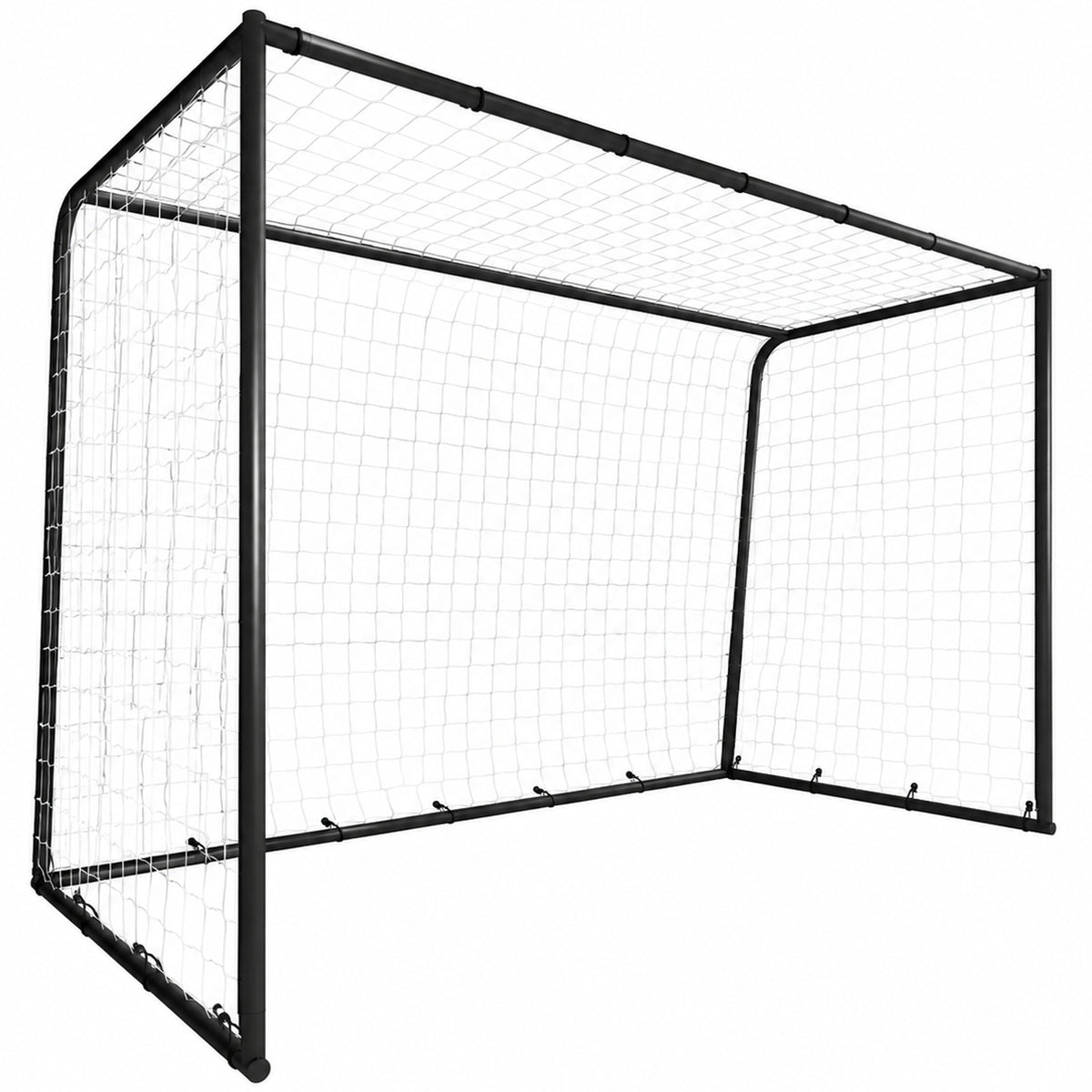 10 x 6.5ft Football Goal | 300x152x200cm | 32mm Painted Metal Frame | Polyester Net 300x280cm | 10x10cm Mesh | 36 Bungee Cords | 4 U-Stakes | Outdoor Garden | Age 5+ | Black