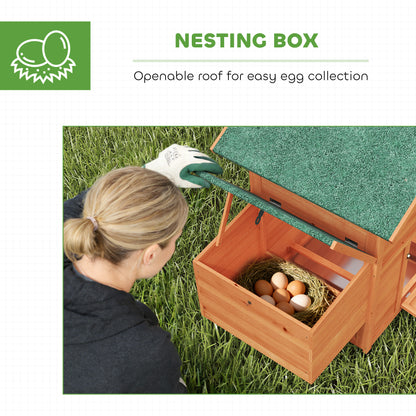 PawHut Chicken Coop, Wooden Hen House with Nesting Box, Pull-Out Tray, Sliding Window, Waterproof Roof, Perches and Ramp