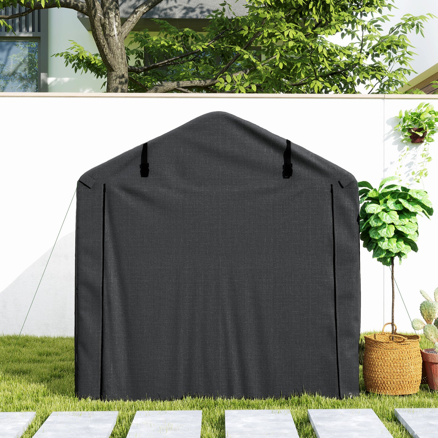 2.2 x 1.6 m Garden Storage Tent, Waterproof Anti-UV Bike Tent with Roll-up Zipper Door, Galvanised Outdoor Storage Shelter Carport for Bike