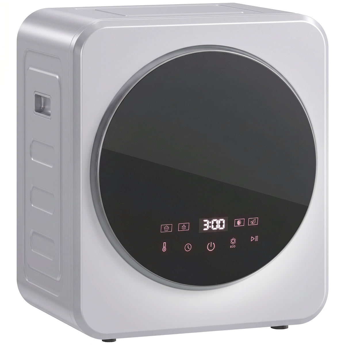 Compact Vented Tumble Dryer | Silver | 48x44x57cm | 800W | 4kg Wet 2.5kg Dry | 60°C Sterilise | Reverse Tumble | Touchscreen | Freestanding Stackable Wall-Mount | IPX4 | Auto-Stop