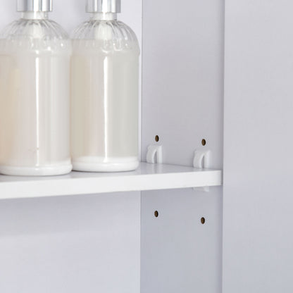 Kleankin Bathroom Cabinet with Mirror, Wall Mounted Bathroom Mirror Cabinet with Adjustable Shelf, 2 Doors Storage Cupboard, White