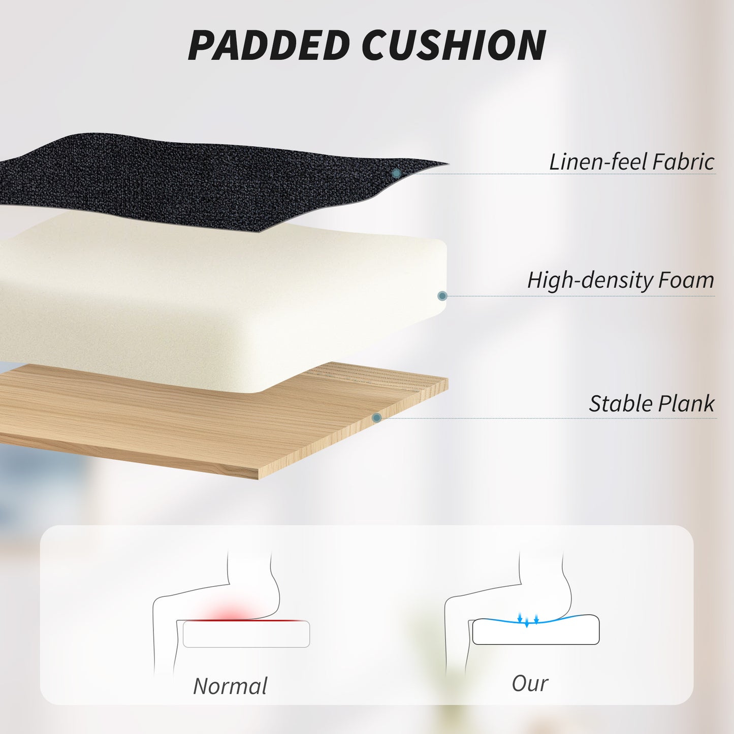 Linen-Look Double-Padded Office Chair - Black