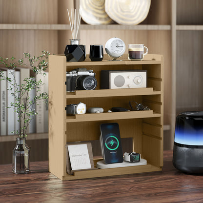 Four-Tier Desktop Organiser Storage Rack - Oak Tone