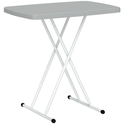 Outsunny Portable Folding Coffee Table, Height Adjustable Garden Table Bistro Table with HDPE Top and Metal Frame for Balcony Poolside Deck