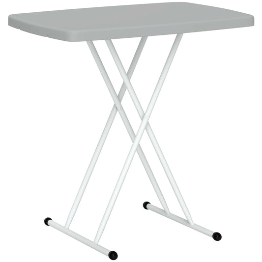 Outsunny Portable Folding Coffee Table, Height Adjustable Garden Table Bistro Table with HDPE Top and Metal Frame for Balcony Poolside Deck