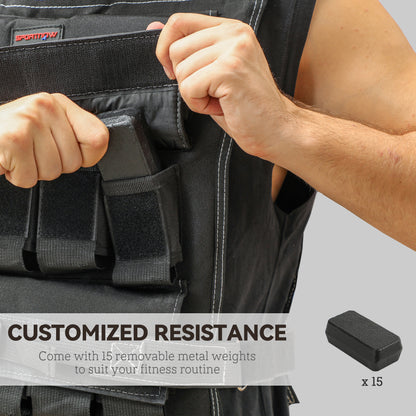 SPORTNOW 30KG Adjustable Weighted Vest with 30 Metal Weights, Adjustable Straps and Reflective Strips, for Men and Women Running Cardio