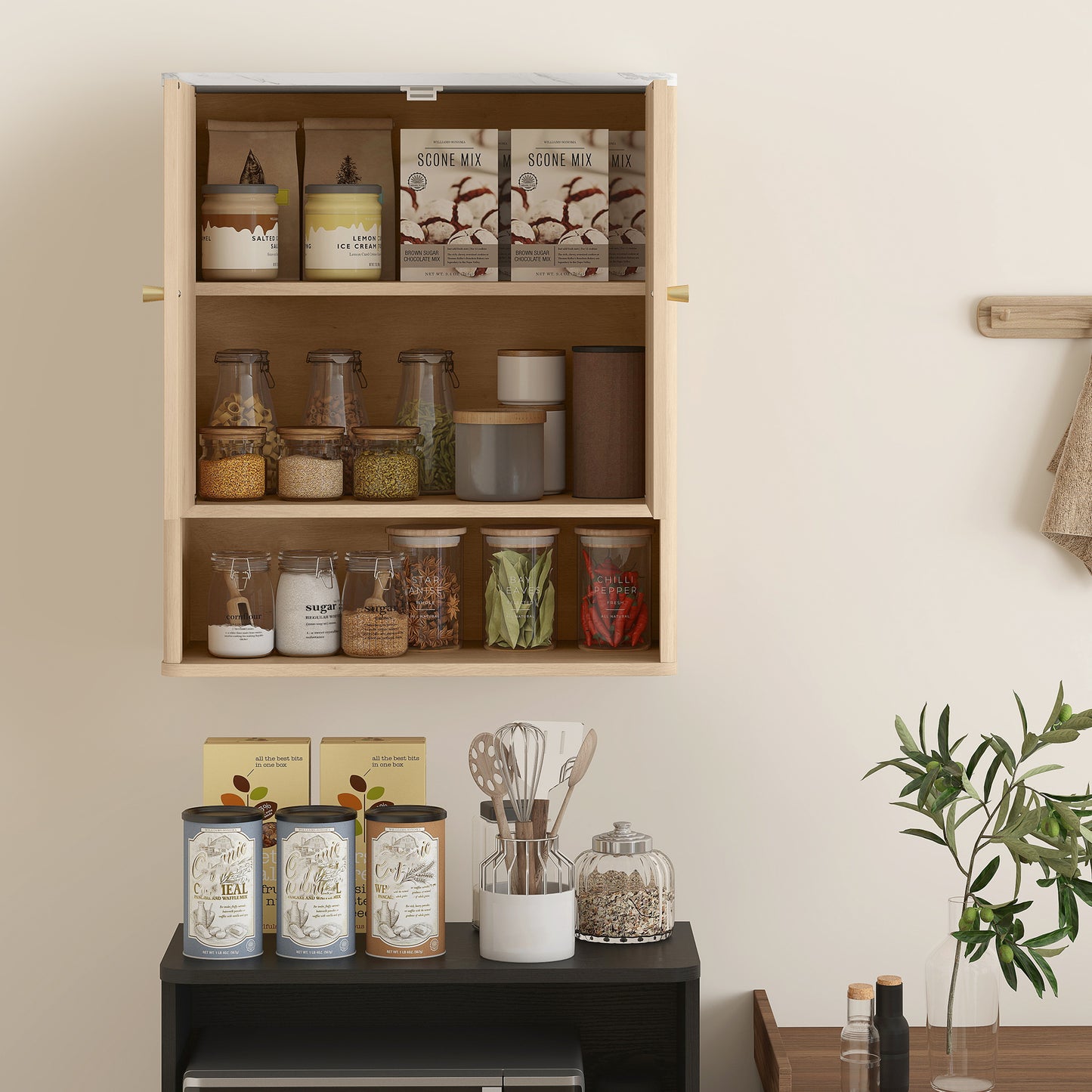 Bathroom Wall Cabinet with Adjustable Shelf - Oak