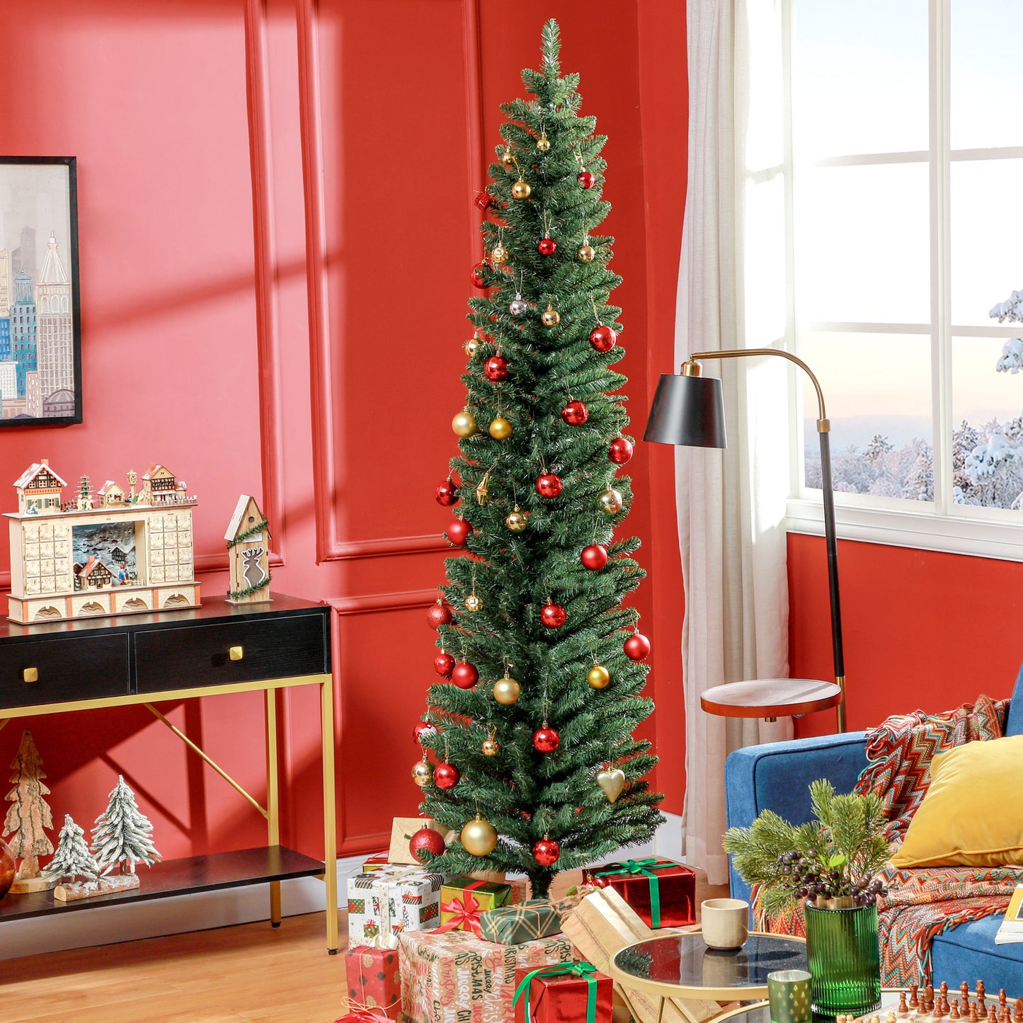 7ft Artificial Bare Pencil Christmas Tree - Green