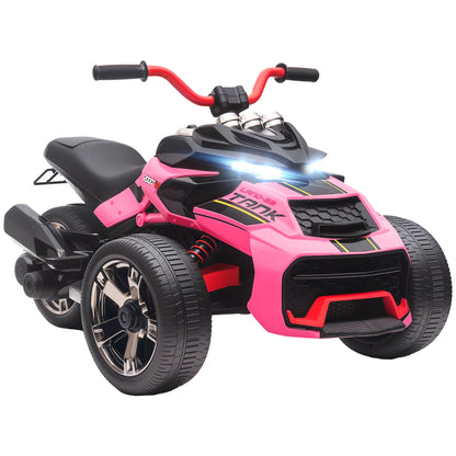 12V Kids Electric Ride On Car with 3 Wheeler, MP3 Player, Horn, 2 Speeds, LED Lights for Boys & Girls Ages 3-8