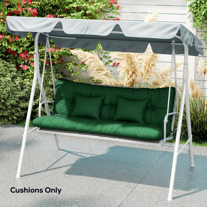 Outdoor Seat & Back Cushion Set | 3-Seater | 2 Pillows | Water Repellent | Tufted | Flame Retardant | 150x50x10cm | Green