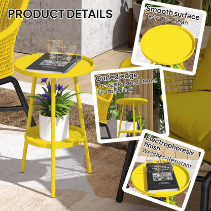 Outsunny Two-Tier Metal Garden Table - Yellow