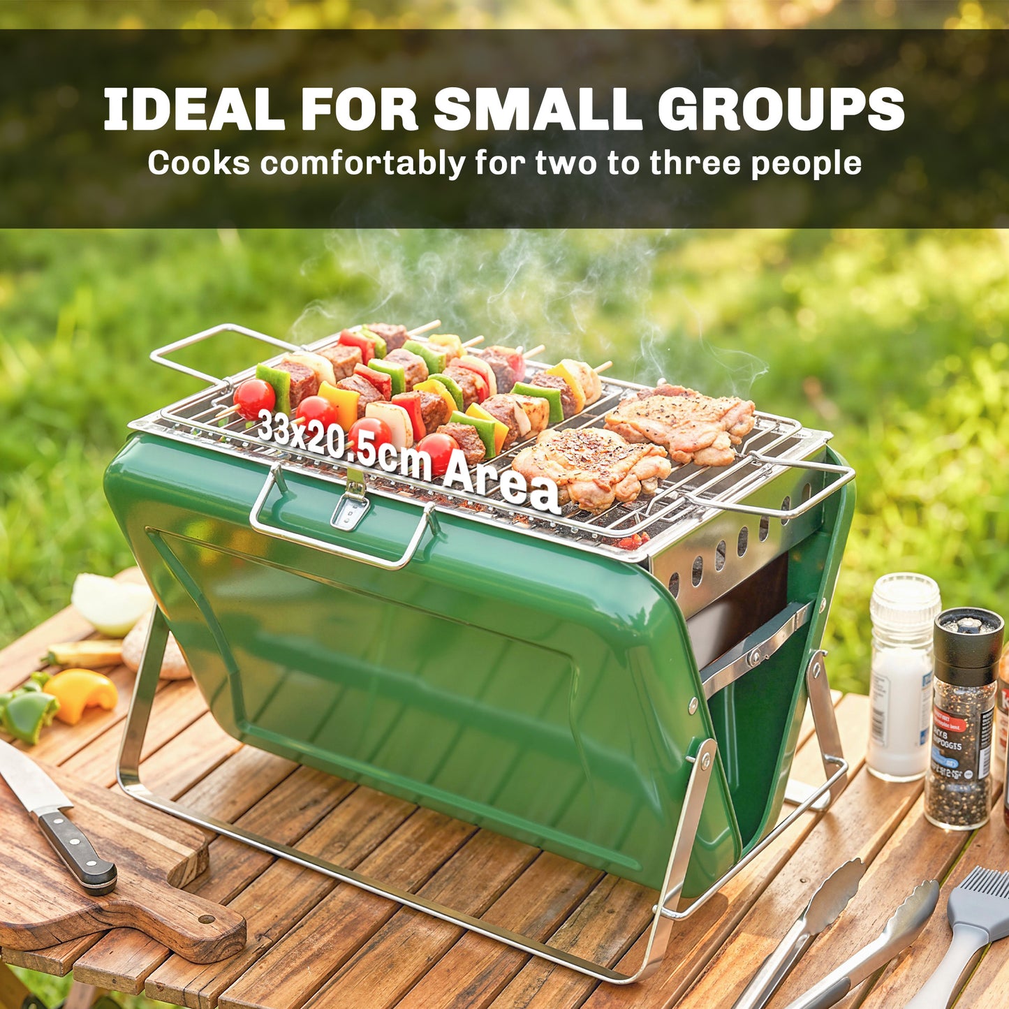 Outsunny Charcoal BBQ Grill Portable Stainless Steel Barbecue with Tilting Grate for Camping Picnic Garden