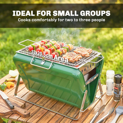 Outsunny Charcoal BBQ Grill Portable Stainless Steel Barbecue with Tilting Grate for Camping Picnic Garden