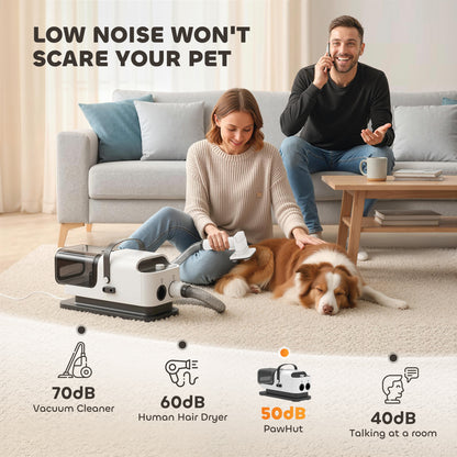 PawHut 5 in 1 Dog Grooming Vacuum & Dryer w/ Clipper, 1.8L Canister, 4 Modes Blow Temperature
