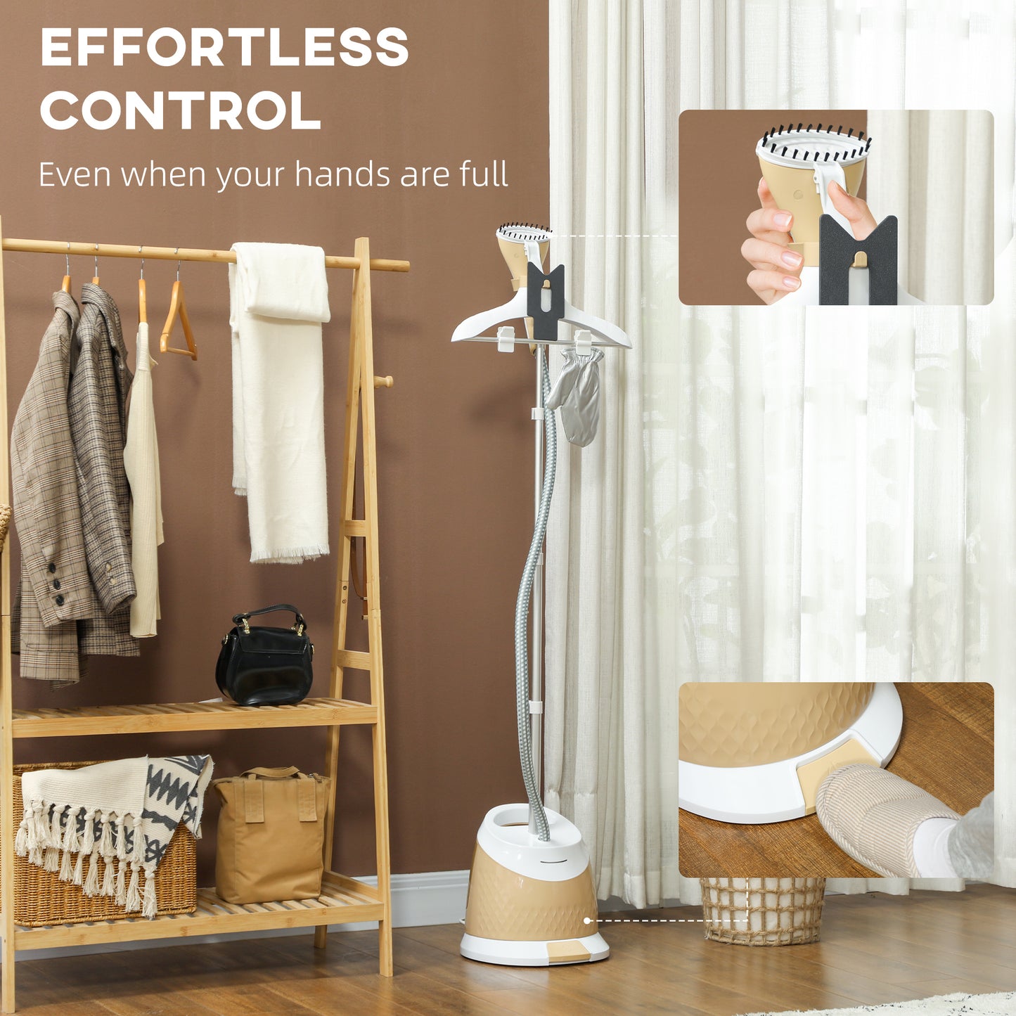 1800W Standing Clothes Steamer, with Accessories - Grey