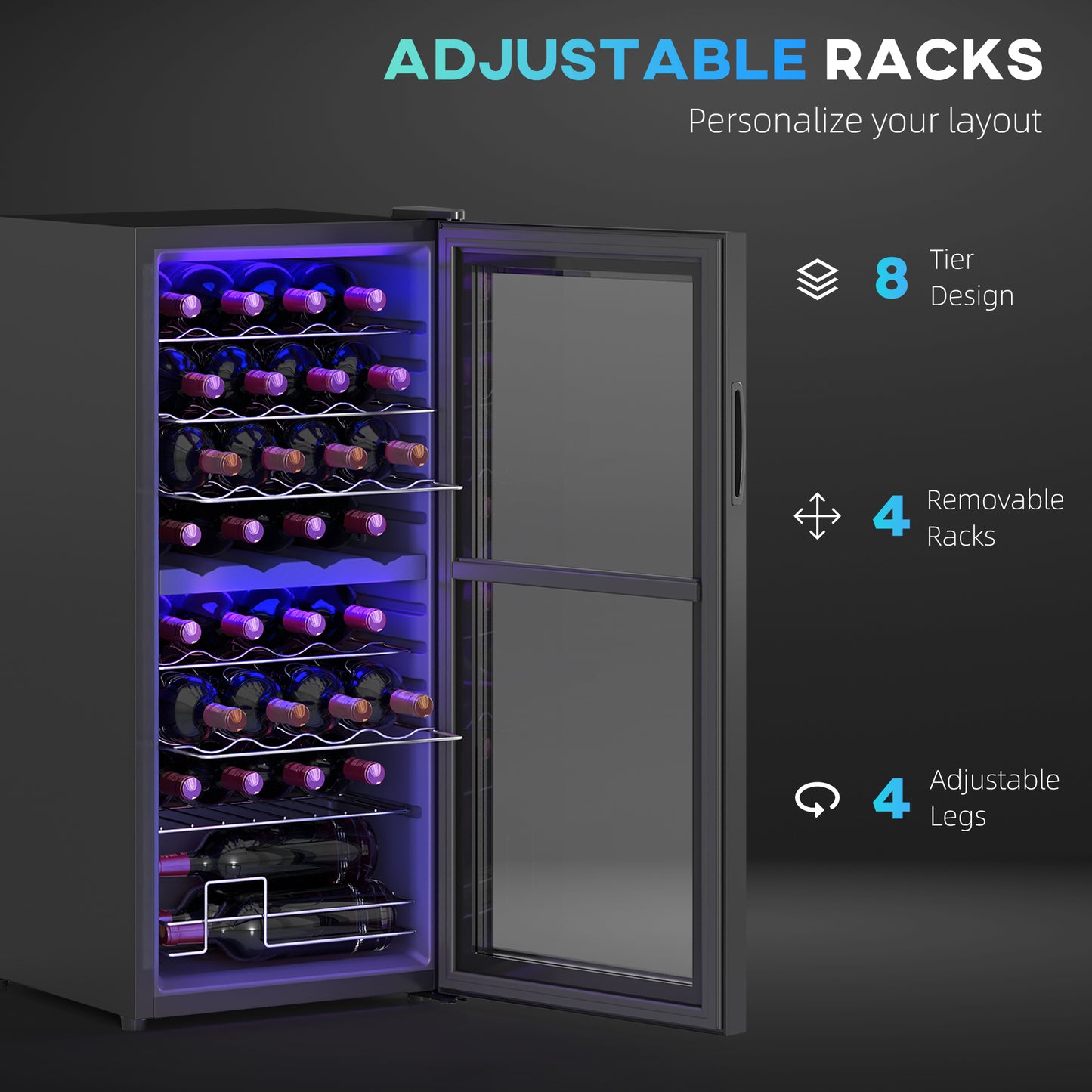 32 Bottle Dual Zone 5-18℃ Wine Fridge - Black