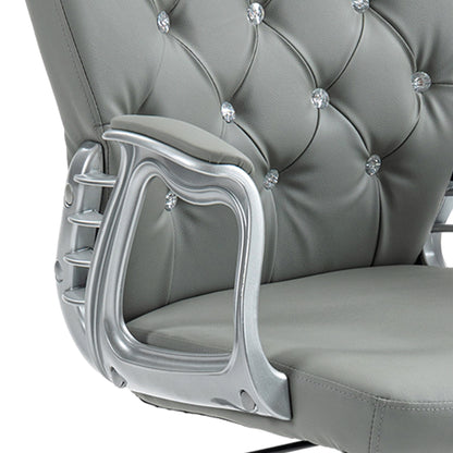 Vinsetto Retro Vintage Style Office Chair Ergonomic 360° Swivel PU Diamante Padded Base 5 Castor Wheels for Home Work Grey