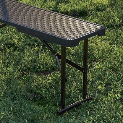 Folding Picnic Table and Bench Set, Rattan Effect Portable Camping Table and Chairs for Indoor Outdoor, Dining, Camping, Picnic, BBQ, Party