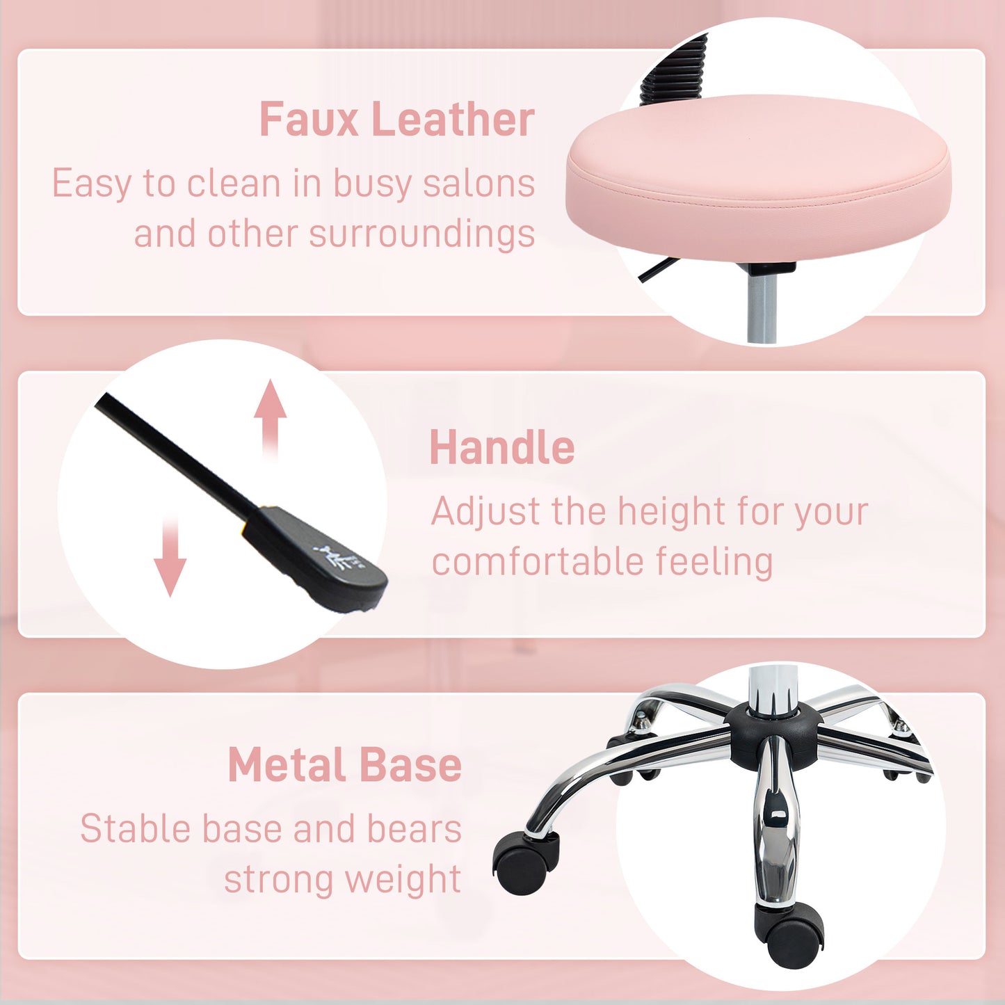 360° Swivel Seat Salon Stool - Pink