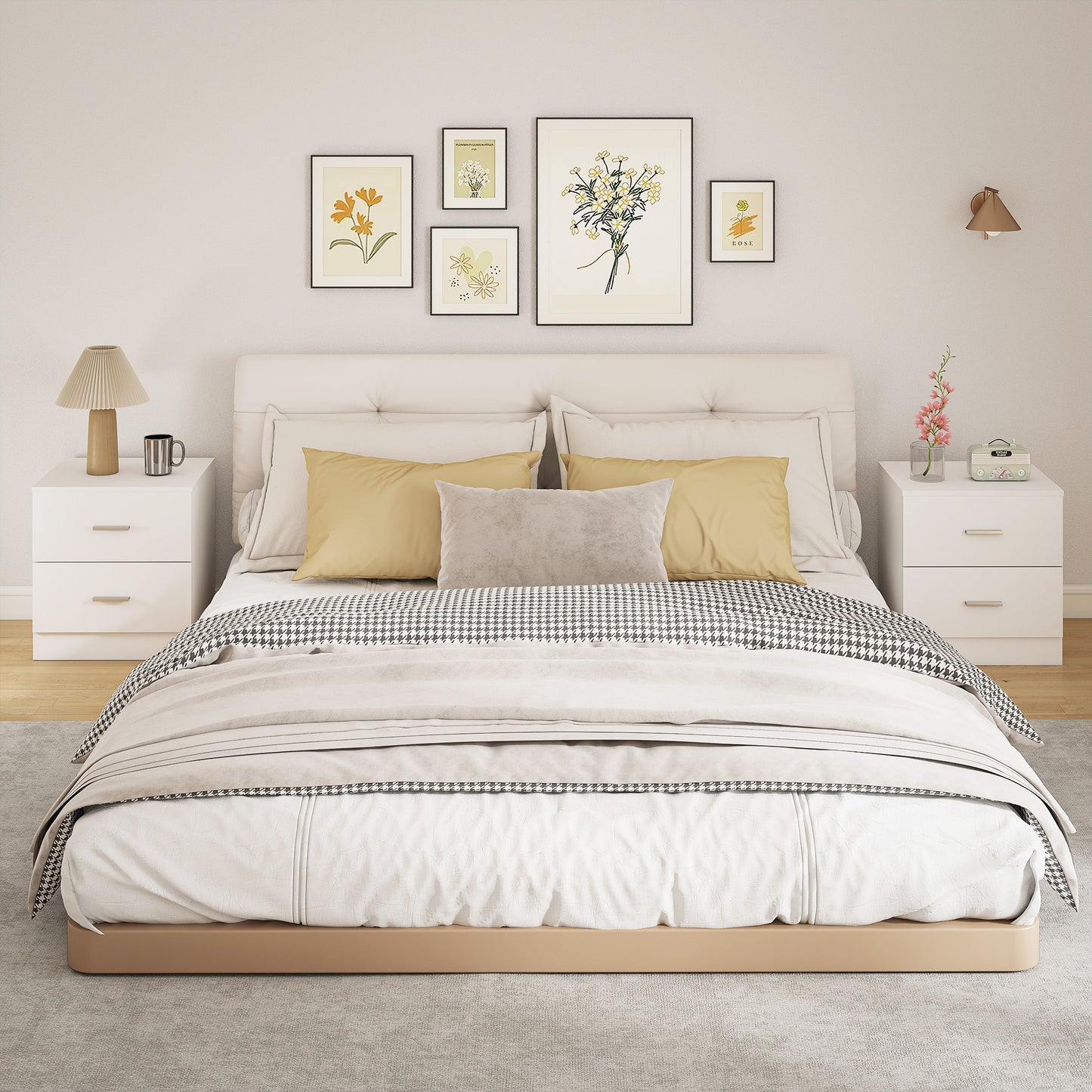 Set of 2 Modern Bedside Tables | 2 Drawers | Clean White Finish | 45x49cm