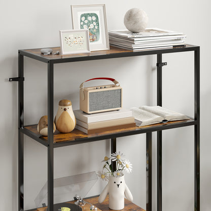 4-Tier Bookshelf with Open Shelves - Rustic Brown