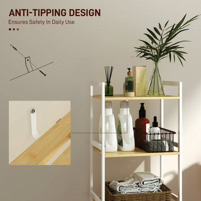 Three-Tier Bamboo Adjustable Shelf Storage Unit