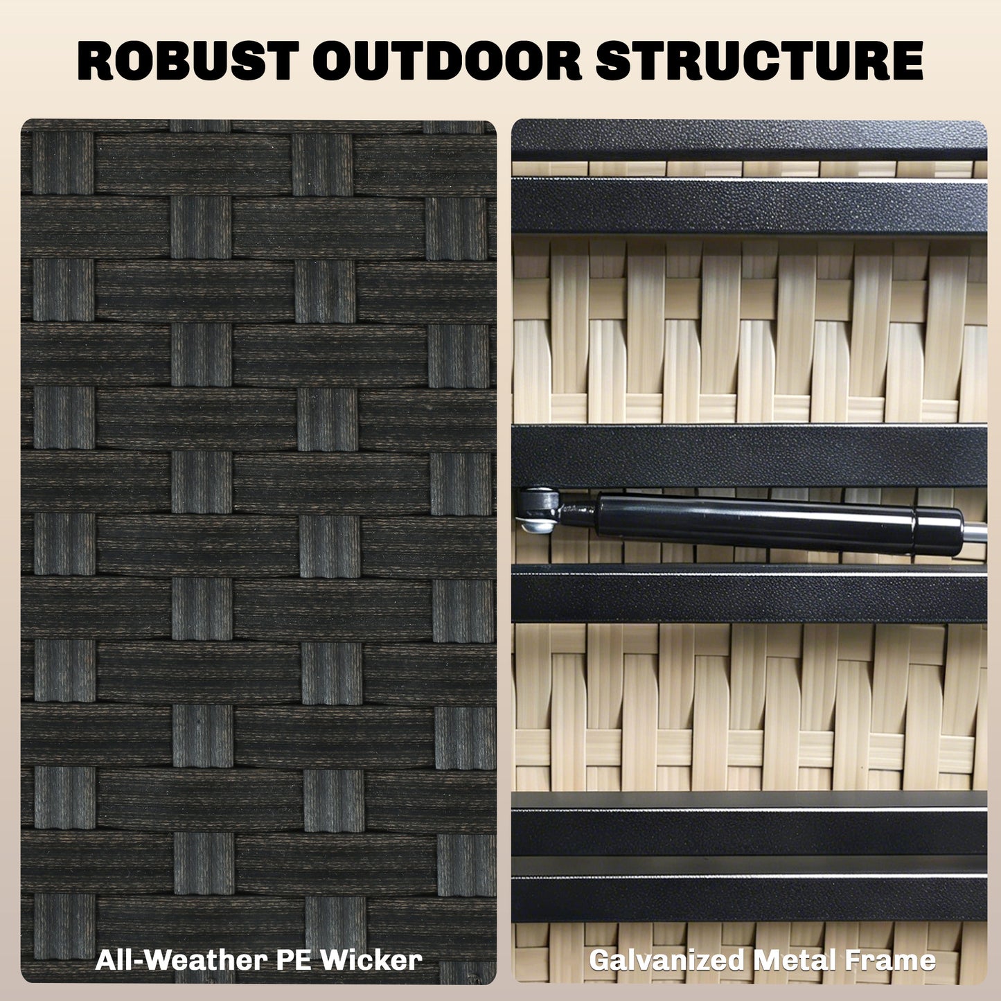 3-in-1 Rattan Garden Daybed | Loveseat to Daybed | Storage Ottoman | 5-Level Adjustable Backrest | 2 Foldable Side Tables | All-Weather PE Rattan | 240kg | Brown