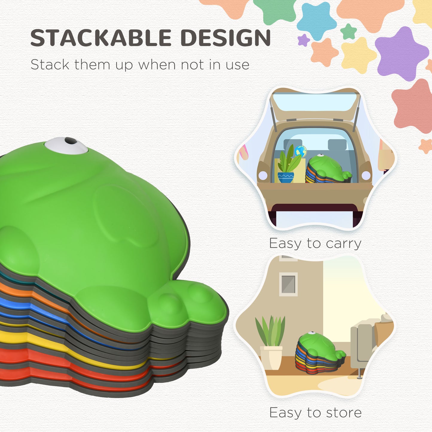 AIYAPLAY 9 Piece Balance Stepping Stones Kids for Sensory with Non-slip Edge, Stackable Outdoor Indoor Obstacle Course