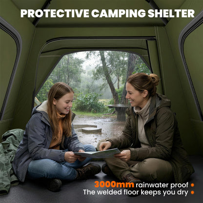 Outsunny Pop Up Tent 3000mm Waterproof Camping Tents with Mesh Windows 3-4 People Green