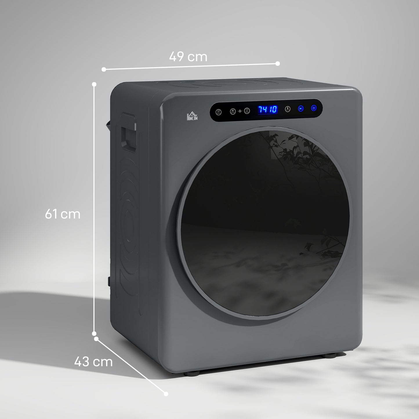 4kg Compact 40-60℃ Portable Small Space Tumble Dryer - Grey