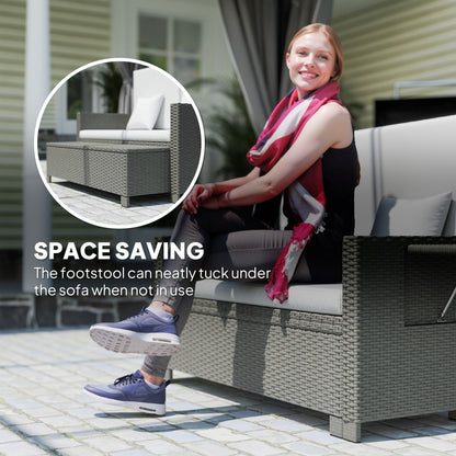 Rattan Chill Out Day Bed, with Footstool - Light Grey