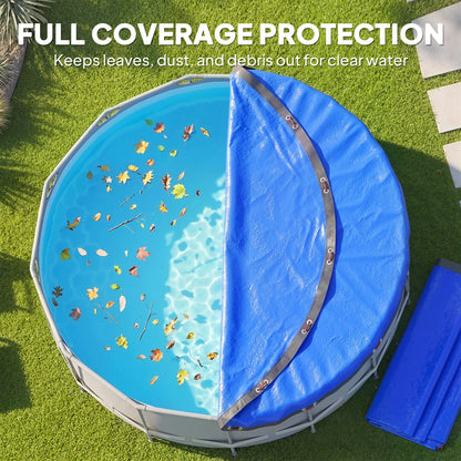 Outsunny Round Pool Cover, 10 ft Waterproof Swimming Pool Cover with Secure Rope, Tightener for Above Ground Pools, Blue