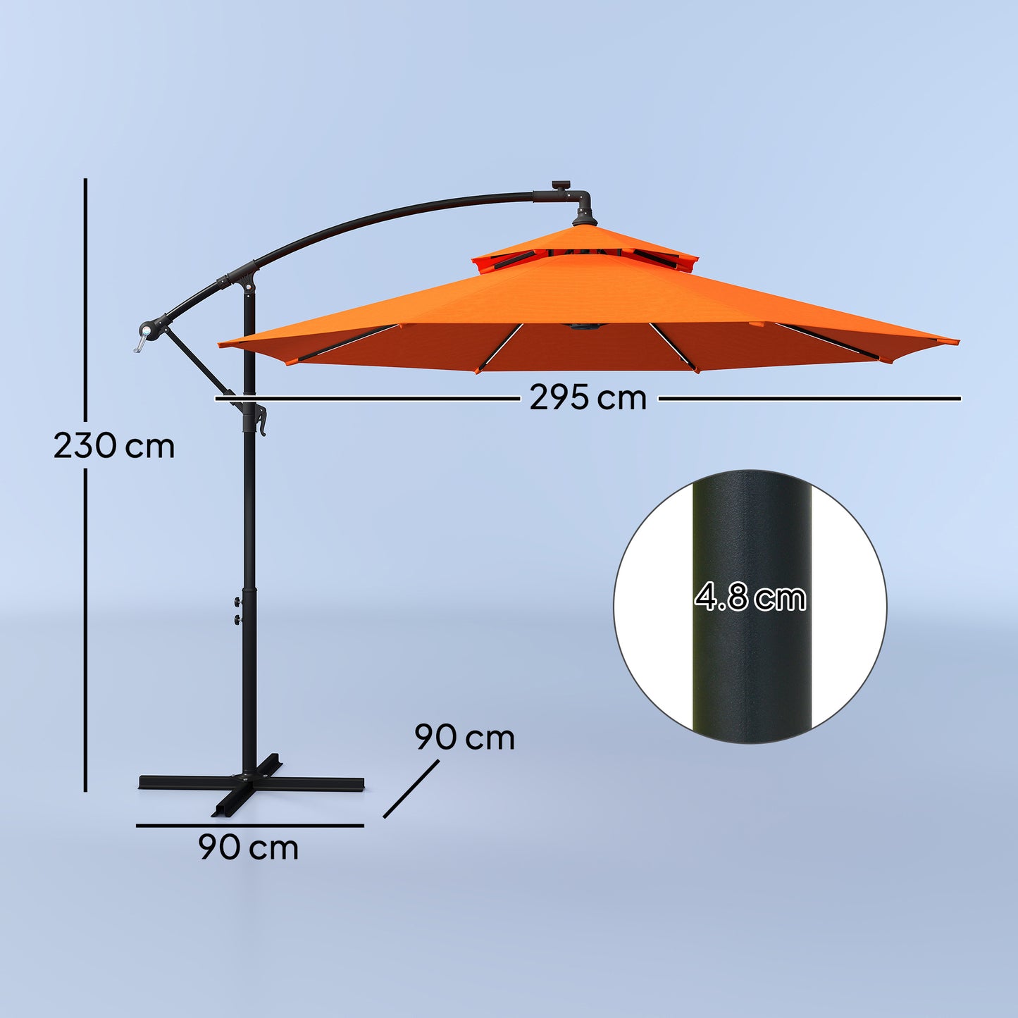Outsunny 3(m) Cantilever Banana Parasol - Orange