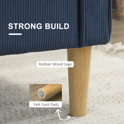 Small Two-Seater Corduroy Sofa - Blue