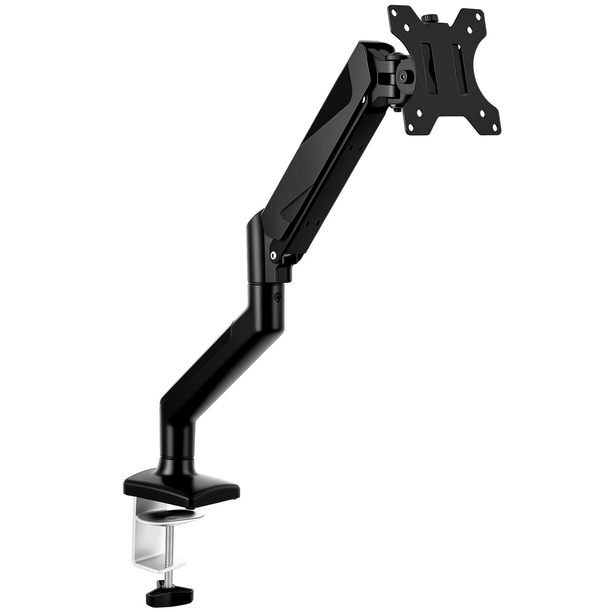 Single Monitor Arm | Up to 32 Inch & 10kg | Gas Spring Height Adjustment, Tilt, Swivel & 360° Rotation | Black Steel