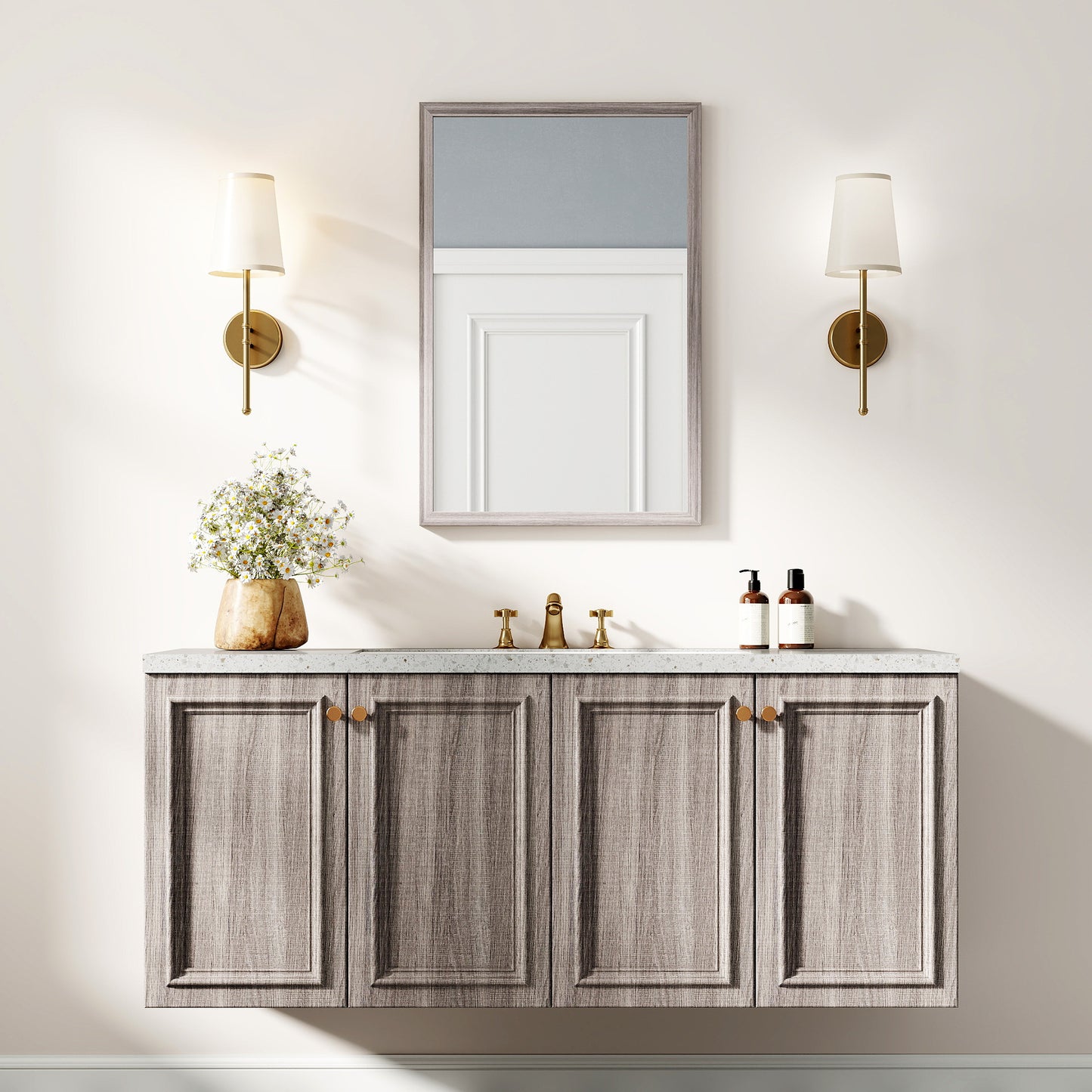 Rectangle Wall Mirror | Grey Wood Effect Frame | 40 x 60 cm