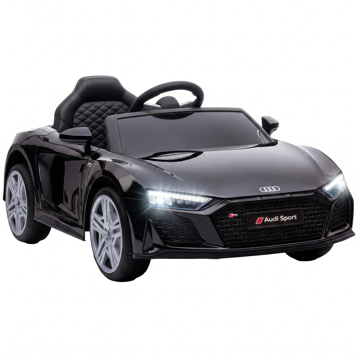 Licensed Audi R8 Spyder 12V Kids Electric Ride-On Car | 2.4G Parent Remote | Dual 12V Motors | Soft Start | Rear Suspension | 2-Point Seatbelt | Music USB Horn | 3-5km/h | 30kg | Ages 3+ | Black / Pink / White