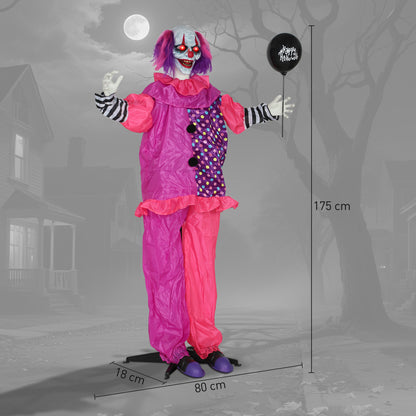 Outsunny 5′7″ Scary Animated Clown Decoration - Pink/Purple