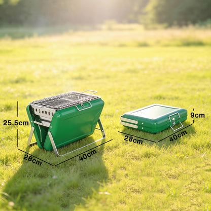 Outsunny Charcoal BBQ Grill Portable Stainless Steel Barbecue with Tilting Grate for Camping Picnic Garden