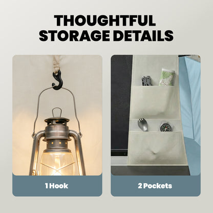 Inflatable Camping Tent | 2-3 Person | 5-Min Setup | 3000mm Waterproof | Level 4 Wind | 2-Room | Mesh Vents | Carry Bag | Light Blue