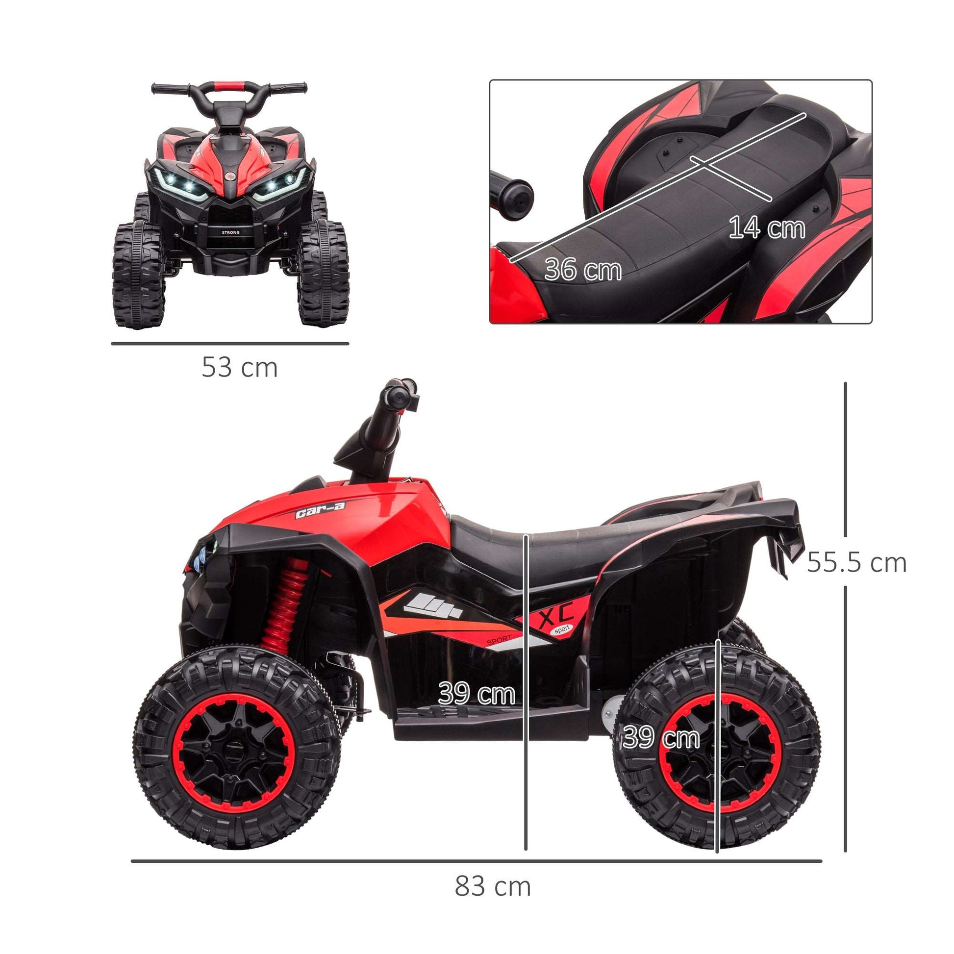 12V Electric Quad Bikes For Kids Ride On Car ATV Toy For 3-5 Years Red