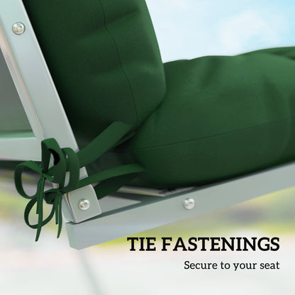 Outdoor Seat & Back Cushion Set | 3-Seater | 2 Pillows | Water Repellent | Tufted | Flame Retardant | 150x50x10cm | Green
