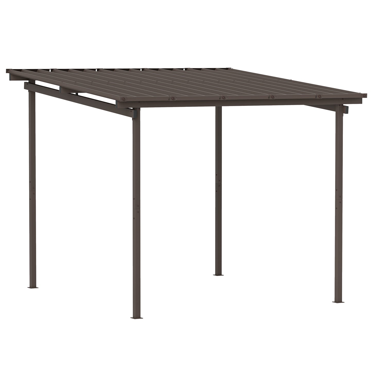 3 x 3(m) Garden Pergola with Waterproof Metal Roof, Lean to Pergola Hardtop Gazebo, Wind-resistant Outdoor Sun Shade, Easy to Assemble