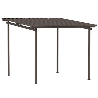 3 x 3(m) Garden Pergola with Waterproof Metal Roof, Lean to Pergola Hardtop Gazebo, Wind-resistant Outdoor Sun Shade, Easy to Assemble