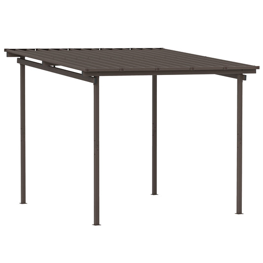 3 x 3(m) Garden Pergola with Waterproof Metal Roof, Lean to Pergola Hardtop Gazebo, Wind-resistant Outdoor Sun Shade, Easy to Assemble