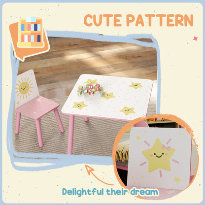 AIYAPLAY 3-Piece Toddler Table and Chair Set, Kids Table with 2 Chairs Set for Bedroom, Nursery, Playroom